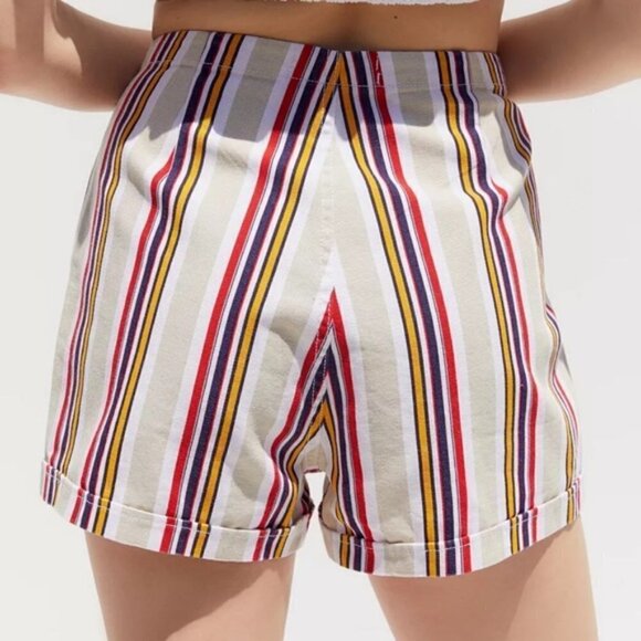 Urban Outfitters Molly Striped Denim Button Fly Short Size 6 - Picture 4 of 9